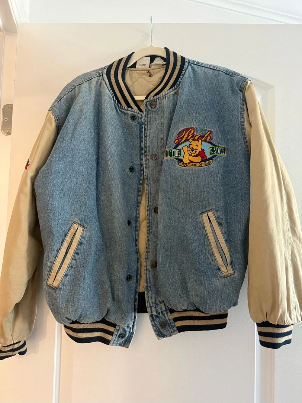 Disney Winnie the Pooh Denim Varsity Jacket Men’s Large